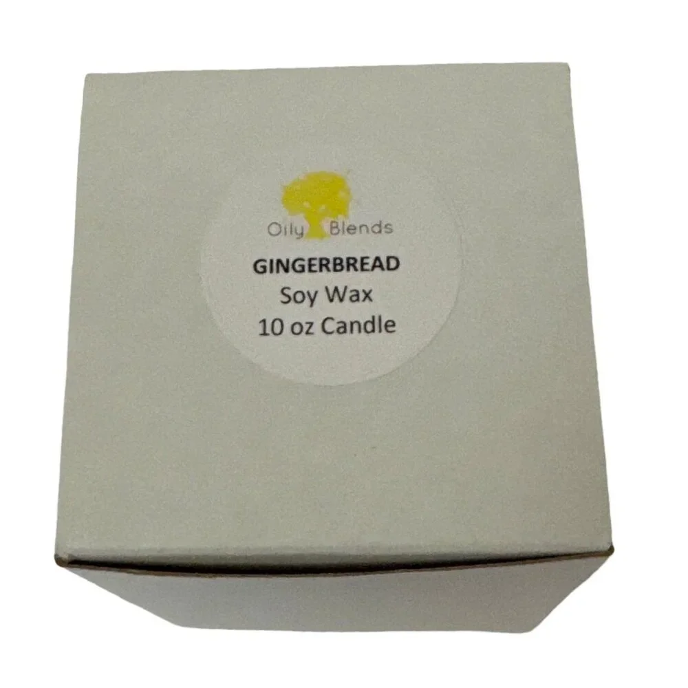 Hand Poured Soy Wax Candle Gingerbread Scent 10 Oz Glass Jar With Lid By Oily Bl
